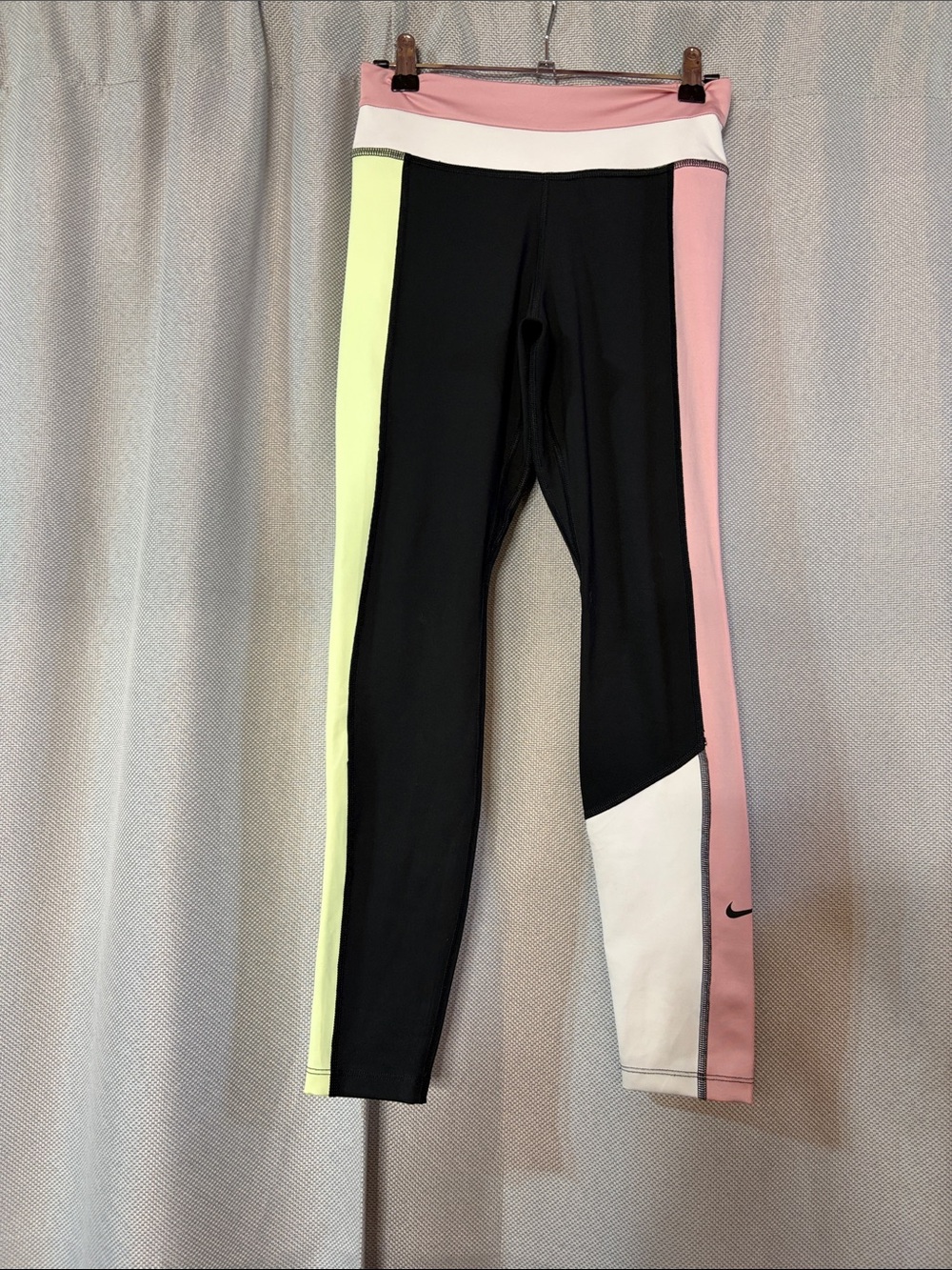 Nike Colorblock Leggings in Black, Pink & Yellow-Green